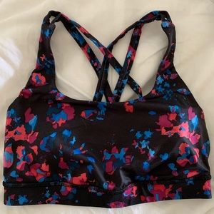 Lululemon Energy Bra - 6 - pink multi print